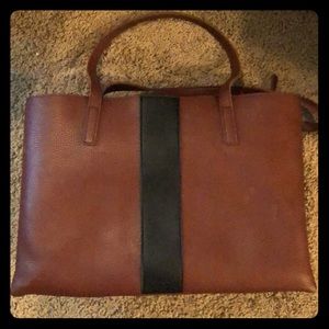 Vince Camuto Vegan Leather tan/blk large tote!